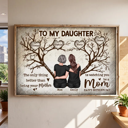 To My Daughter Personalized Poster, Back Hug Under Tree of Life, Heartwarming Keepsake Wall Art, Unique Mother's Day Gift