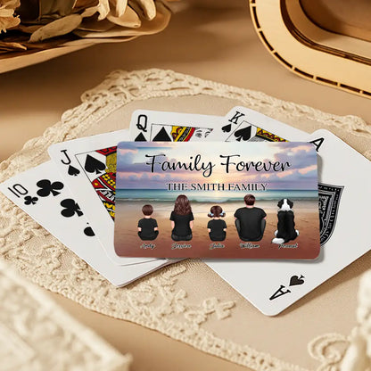 Family Forever Beach Back-View Personalized Playing Cards – Creative Gift for Siblings & Friends