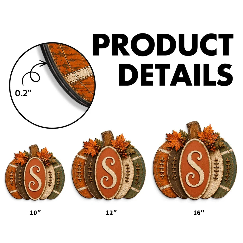 Personalized Wooden Sign, Autumn Pumpkin Door Accent, Creative Gift for Family and Football Fans