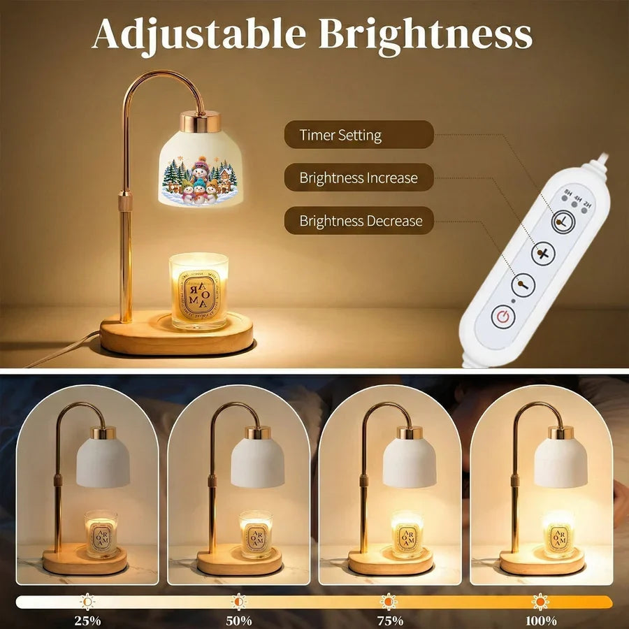 Personalized Candle Warmer Lamp, Grandma and Grandkids Snowman Scene, Unique Christmas Gift for Grandma