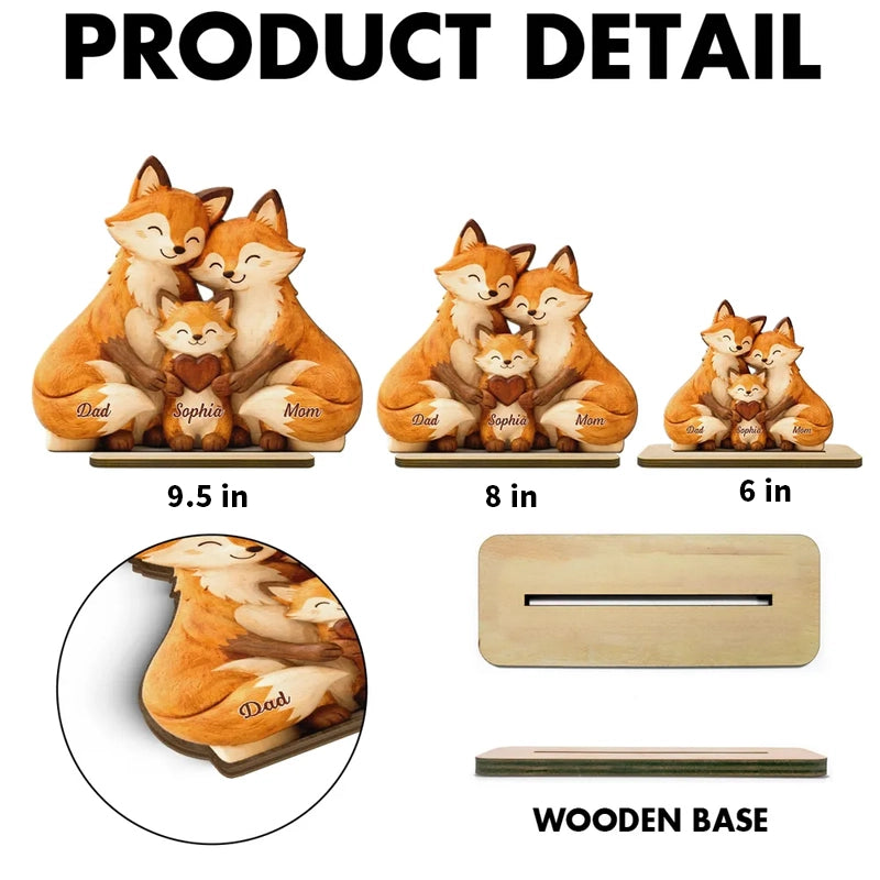 Heartwarming Woodland Fox Family Hug 2-Layer Wooden Plaque, Personalized Keepsake for Mom & Dad - Unique Gift