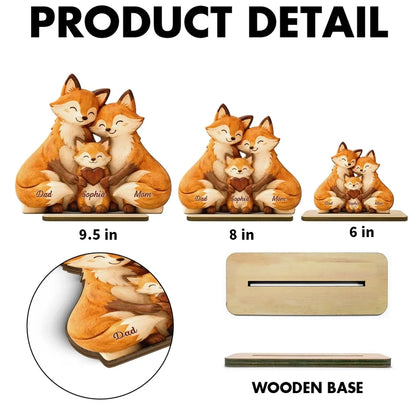 Heartwarming Woodland Fox Family Hug 2-Layer Wooden Plaque, Personalized Keepsake for Mom & Dad - Unique Gift