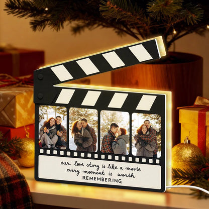 Clapperboard Acrylic Light Box, Personalized Photos and Warm Glow Bedroom Decor for Couples, a Unique Romantic Gift