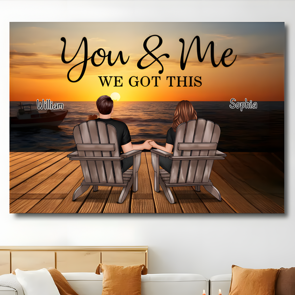 Together We Sail - Personalized Sunset Couple Canvas/Poster - You & Me, We Got This, A Gift of Unity