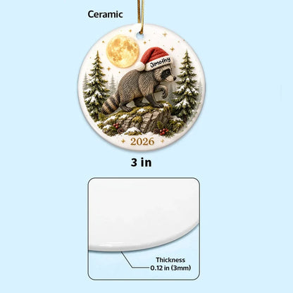 Viral Jimothy Raccoon Ceramic Ornament, Personalized Santa Hat Scene, Creative Gift for Holiday Memories
