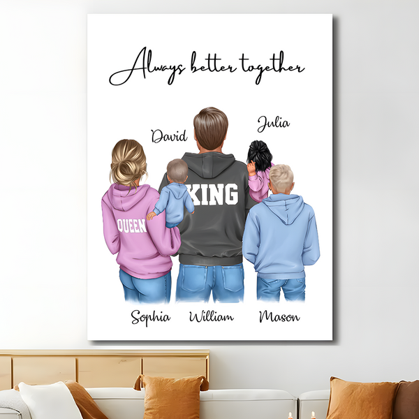 Royal Family Embrace - 'Always Better Together' Personalized Poster or Canvas - The Ultimate Gift of Togetherness