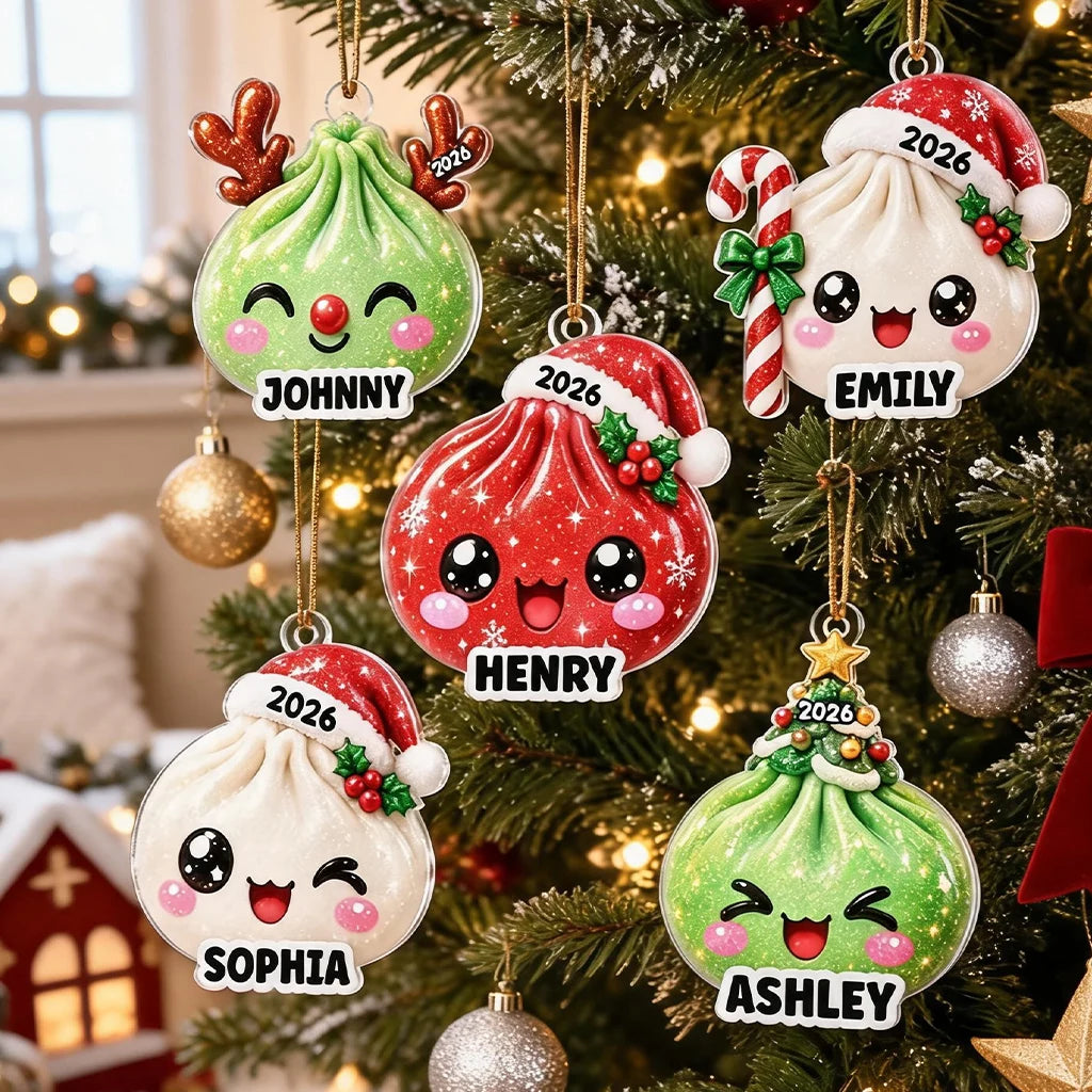 Cheerful Christmas Dumpling Acrylic Ornament, Personalized Tree Keepsake, Creative Gift for Kids and Families