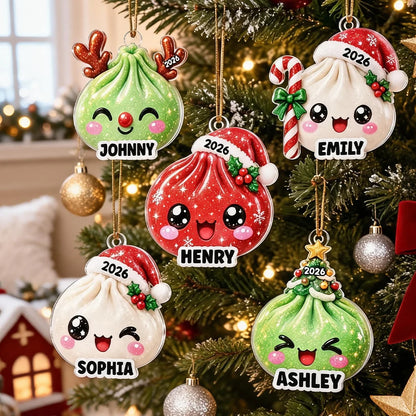 Cheerful Christmas Dumpling Acrylic Ornament, Personalized Tree Keepsake, Creative Gift for Kids and Families