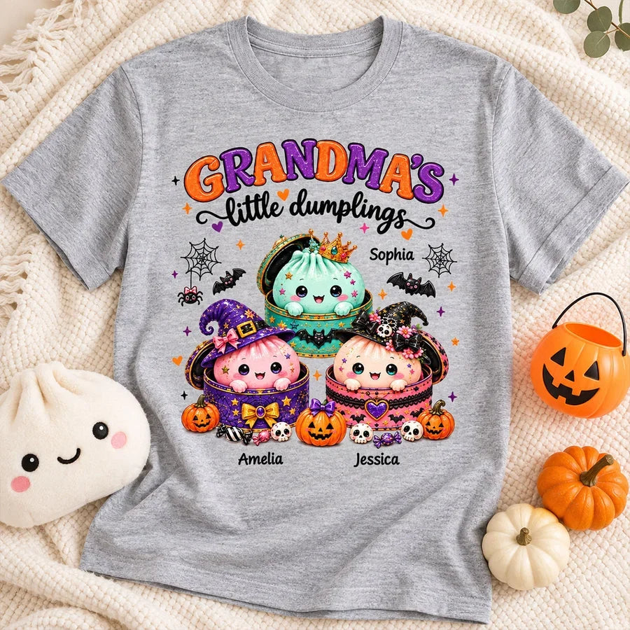 Personalized Grandma's Little Dumplings Classic Tee, Cute Halloween Illustration, Unique Gift for Grandma