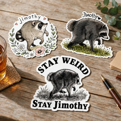 Viral Jimothy Raccoon Sticker Decal, Playful Personalized Wildlife Decor & Creative Gift for Game Room