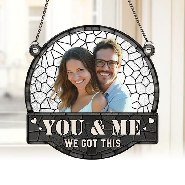 Custom Photo Together Is A Wonderful Place To Be - Couple Personalized Window Hanging Suncatcher - Gift For Husband Wife, Anniversary