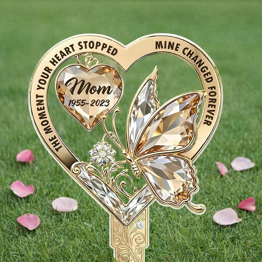 Custom Acrylic Garden Stake with Heart Quote and Butterfly - Unique Remembrance Gift That Keeps Love Close