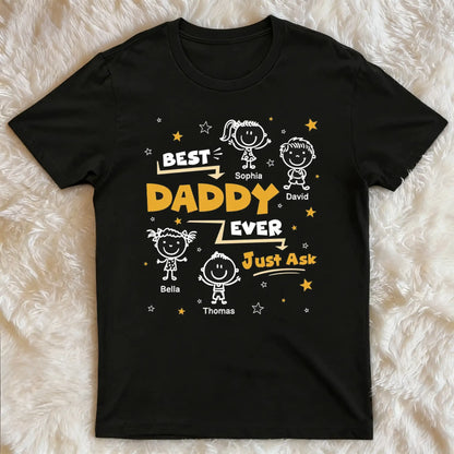 Personalized Daddy Classic Tee, Custom Child Doodles, Unique Creative Gift for Dad