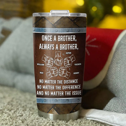 Personalized Insulated Travel Tumbler Once A Brother Always A Brother Gift for Brother, Fist Bump Design
