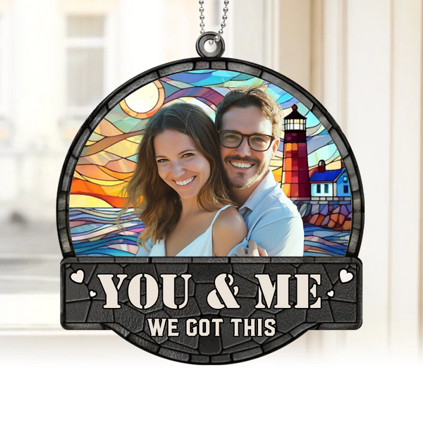 Custom Photo Together Is A Wonderful Place To Be - Couple Personalized Window Hanging Suncatcher - Gift For Husband Wife, Anniversary