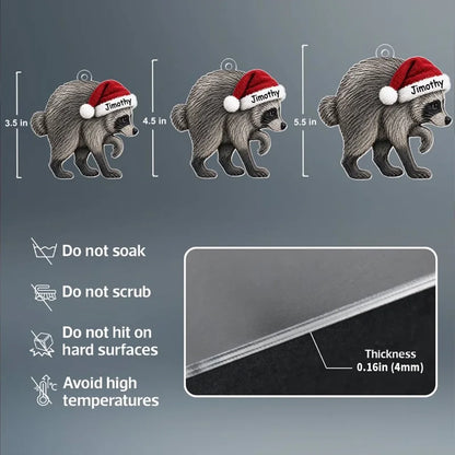 Viral Jimothy Raccoon Acrylic Ornament, Funny Santa Hat Christmas Tree Keepsake, Creative Gift for Animal Lovers