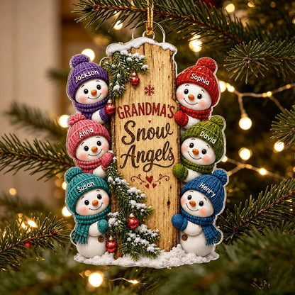 Grandma's Snow Angels Acrylic Ornament, Personalized Family Keepsake for the Christmas Tree, Creative Gift for Grandma