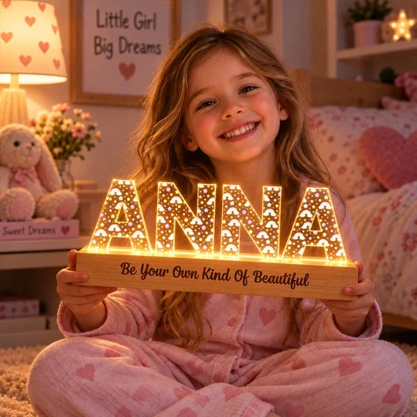 Personalized Block LED Light Plaque, Warm Glow for a Cozy Bedroom, Unique Gift for Kids and Family