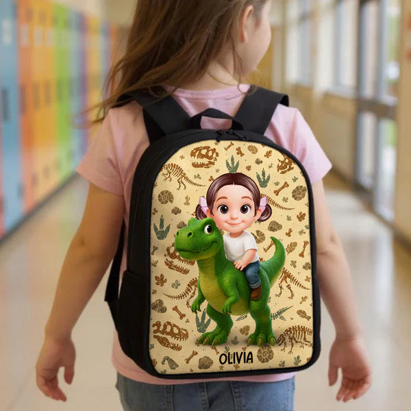 Personalized Kids School Backpack, Cute Dinosaur Space & Jungle Art, Unique Gift for Boys & Girls