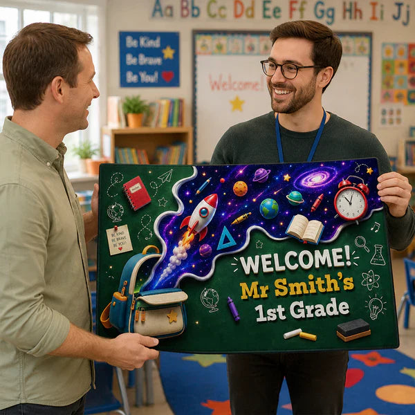 Personalized Standard Doormat, Space Adventure Classroom Welcome, Unique Teacher Gift for School Entry