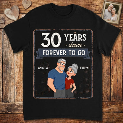 Personalized Classic Tee, Hugging Cartoon Couple Design, Unique Anniversary Gift for Couples