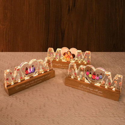 Heartlight Memories: Custom Family Glow, Custom Birth Month Flower Led Night Light