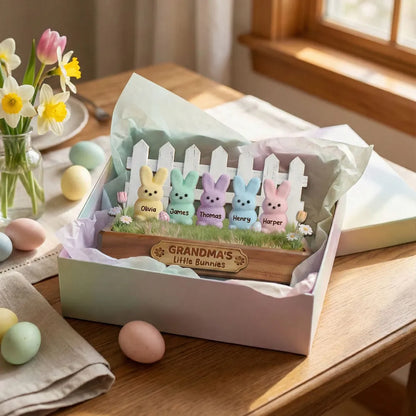 Personalized 2-Layer Wooden Plaque Grandma's Little Bunnies Pastel Bunny Shelf Decor, Unique Gift For Grandma
