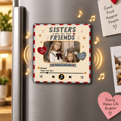 Personalized Acrylic Music Magnet, Custom Photo Gift for Brothers or Sisters, Choose Brothers or Sisters, Unique Sibling Keepsake