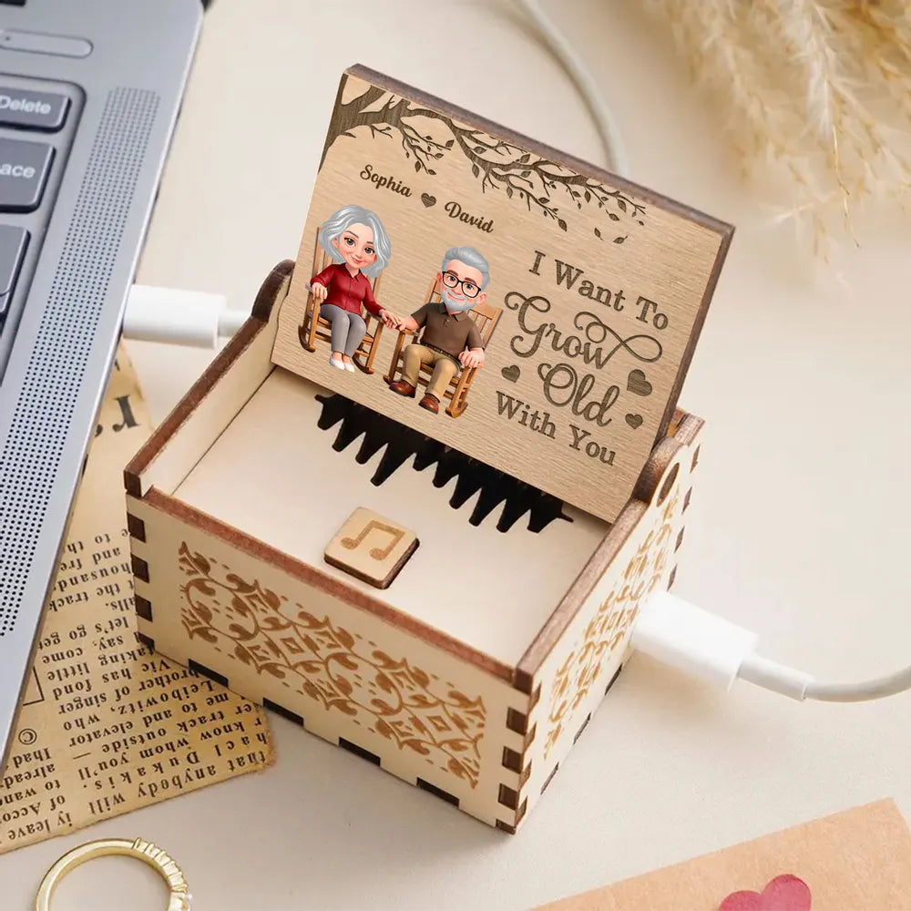 My Favorite Place Is Next To You Personalized Wooden Music Box, Sweet Couple Gift for Anniversary or Valentine's Day