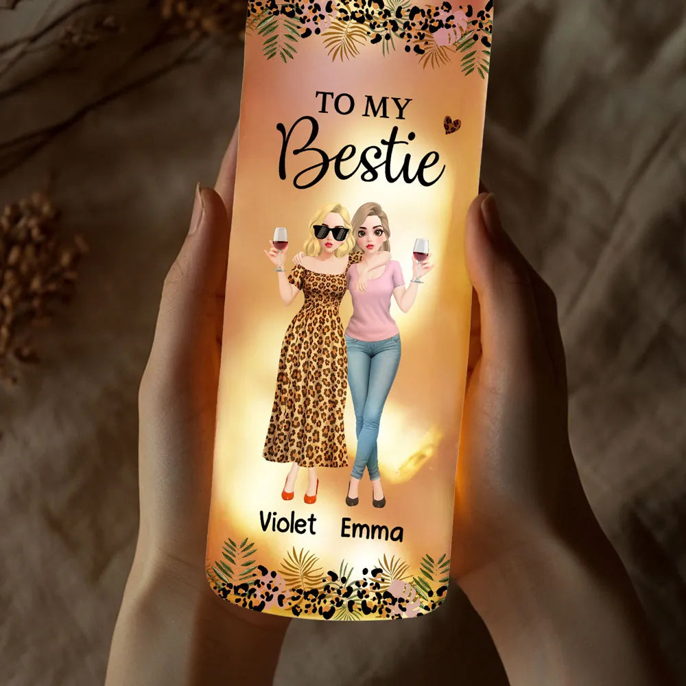To My Bestie Bottle Lamp Personalized Friendship Quote Night Light Cozy Room Decor A Thoughtful Gift for Her