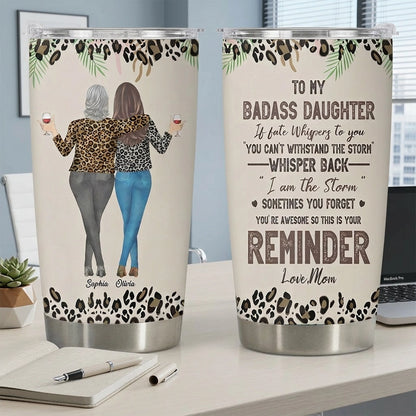 Personalized Insulated Travel Tumbler for Daughter, Mom and Daughter Walking Away Quote, Unique Gift Reminder