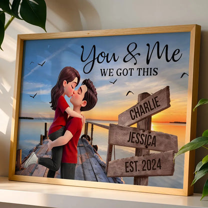 You & Me We Got This Sunset Lake Dock Poster, Personalized Romantic Keepsake, Unique Couple Gift