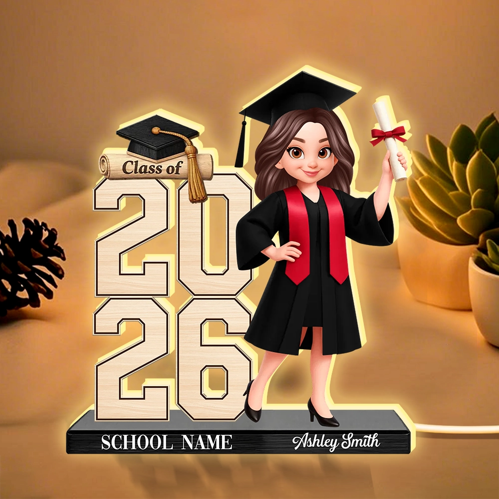 Personalized Graduation Girl Acrylic Light Box with Warm Glow for Bedroom or Bookshelf Display, Unique Keepsake Gift