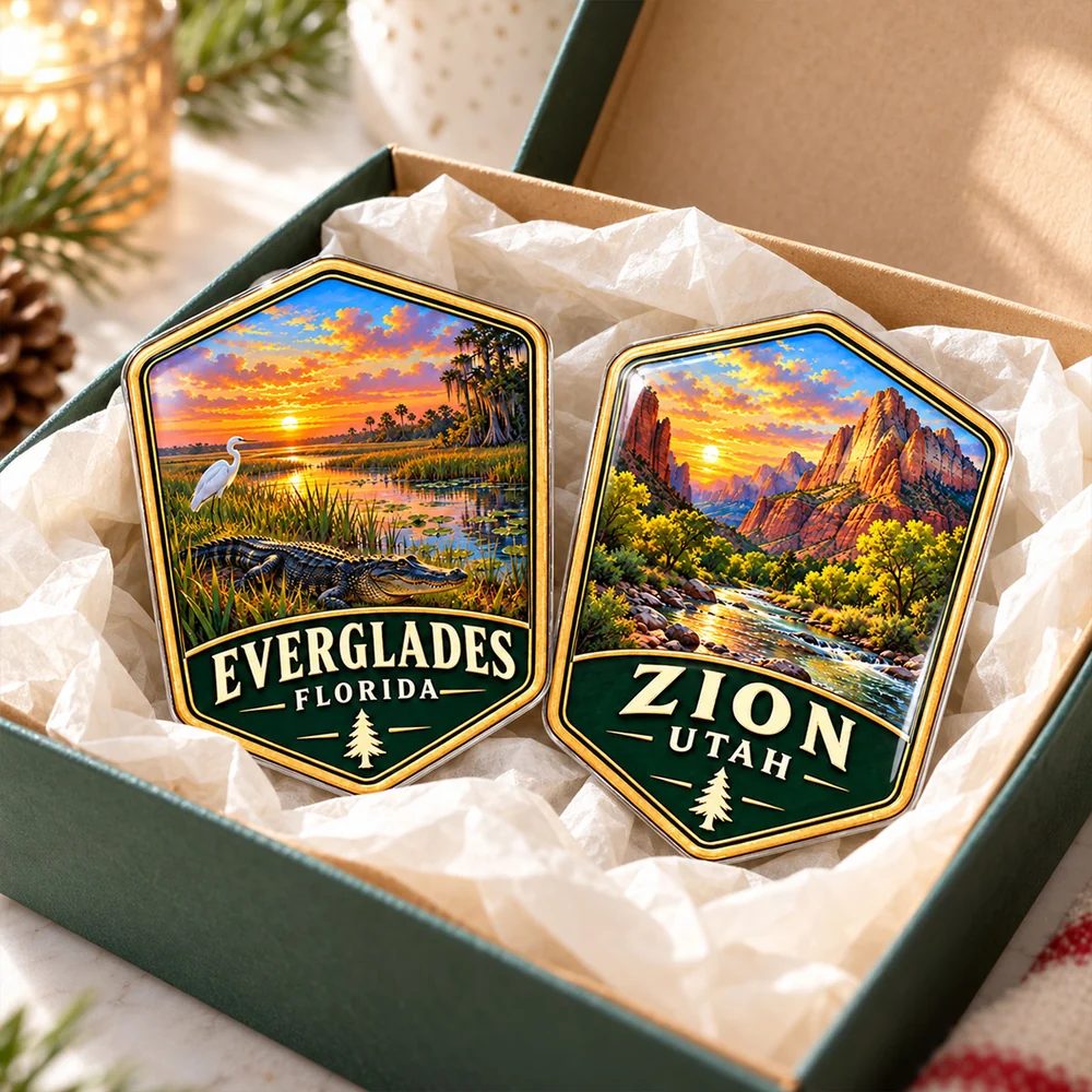 Personalized Acrylic Fridge Magnet, Colorful Wetland Sunset Keepsake, Unique Gift for National Park Travelers