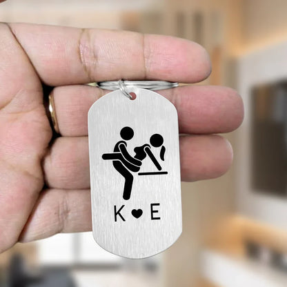Personalized Metal Keychain with Intimate Couple Pose, Creative Romantic Keepsake Gift