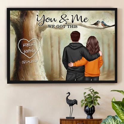 Personalized Couple Poster You & Me In Forest, Custom Names Art, Romantic Wall Decor, Unique Gift For Boyfriend, Girlfriend Or Spouse