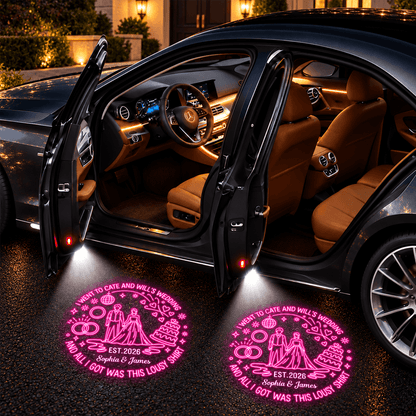 Personalized Car Door Projector Lights with Custom Photo or Cartoon Wedding Design, Romantic Gift for Couples