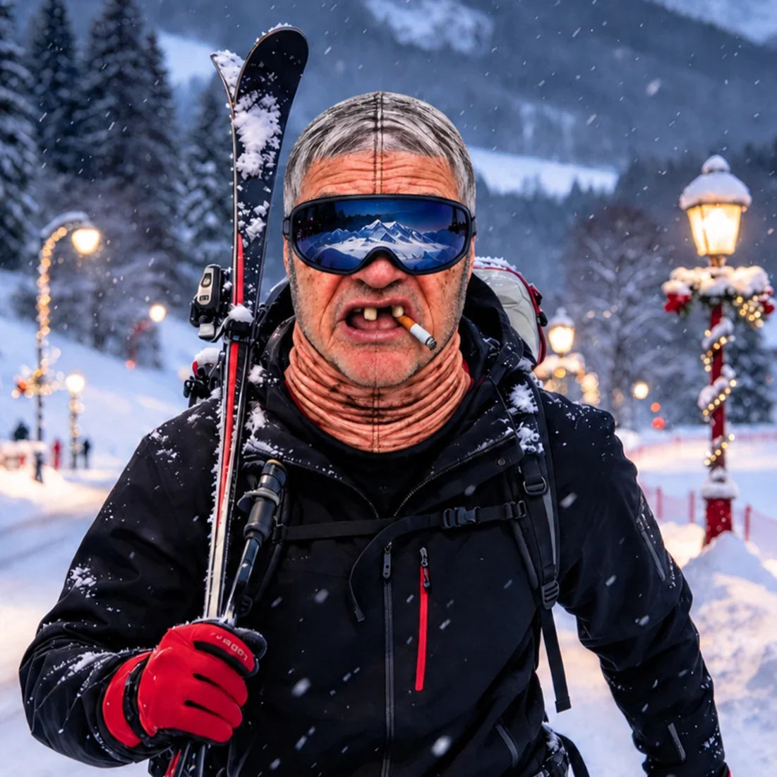 Personalized Funny Ski Mask with Old Man Face Design for Snow Days, Creative Gift for Skiers
