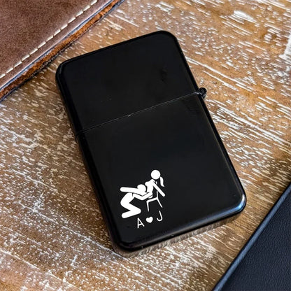Personalized Metal Lighter with Playful Adult Couple Pose, Funny Keepsake and Creative Gift for a Partner