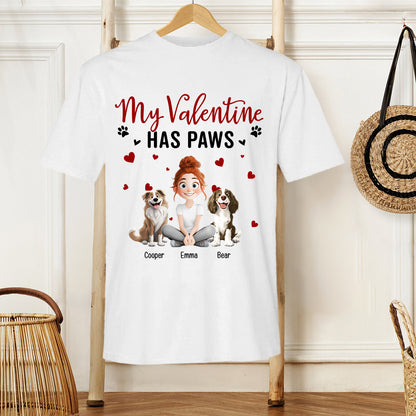 'My Valentine Has Paws' Pet-Themed Classic Tee – Valentine's Day Gift for Pet Lovers, Available as Women Tee, Hoodie, and Sweatshirt