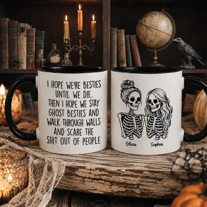 Funny Friendship Mug With Custom Ghost Friends Quote, Unique Creative Gift For Coworker
