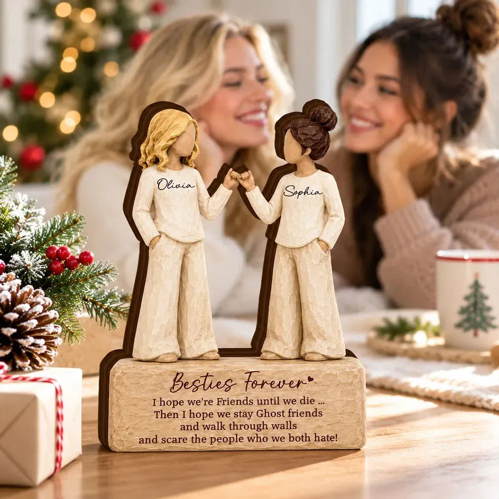 Thick Wooden Plaque, Besties Forever Pinky Promise Friends, Warm Neutral Decor, Unique Gift for Best Friend