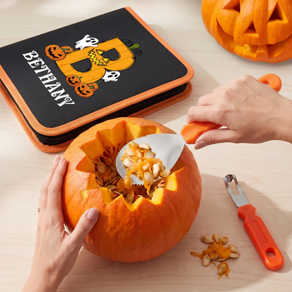 Personalized Pumpkin Carving Kit, Orange Spooky Design, Unique Gift for Kids and Young Crafters