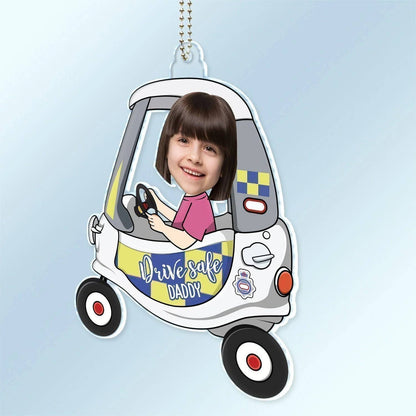 Drive Safe, Daddy - Personalized Photo Car Hanger - A Heartfelt Gift for Dad, Papa & Grandpa on Birthdays & More