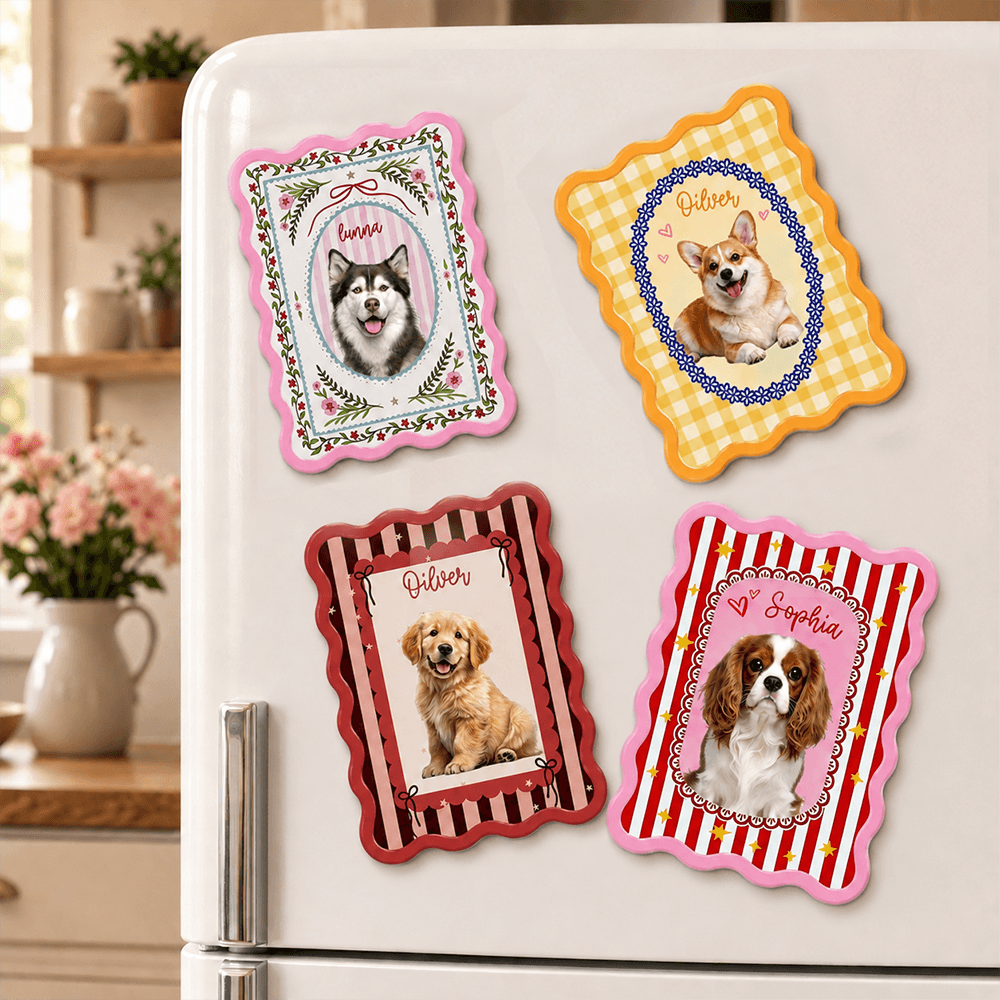 Personalized Pet Portrait Acrylic Fridge Magnet, Custom Pet Photo & Name, Cute Kitchen Decor, Gift for Pet Lovers