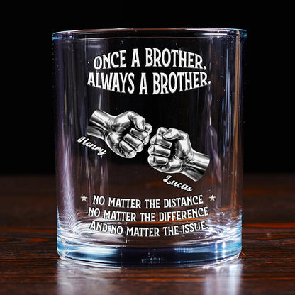 Always A Brother Personalized Whiskey Glass - Meaningful Sibling Gift For Whiskey Lovers, Bar-Ready Keepsake