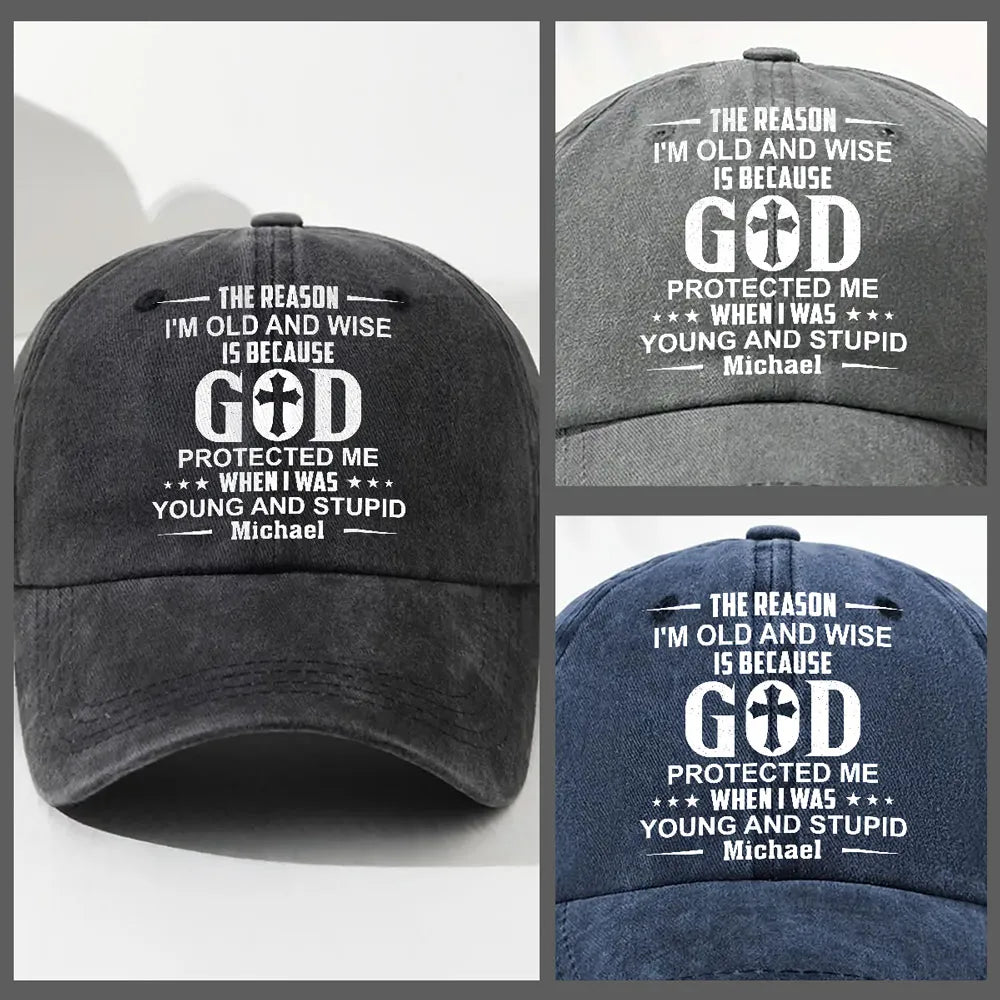 Washed Denim Baseball Cap with Funny Faith Quote, Personalized Vintage ...