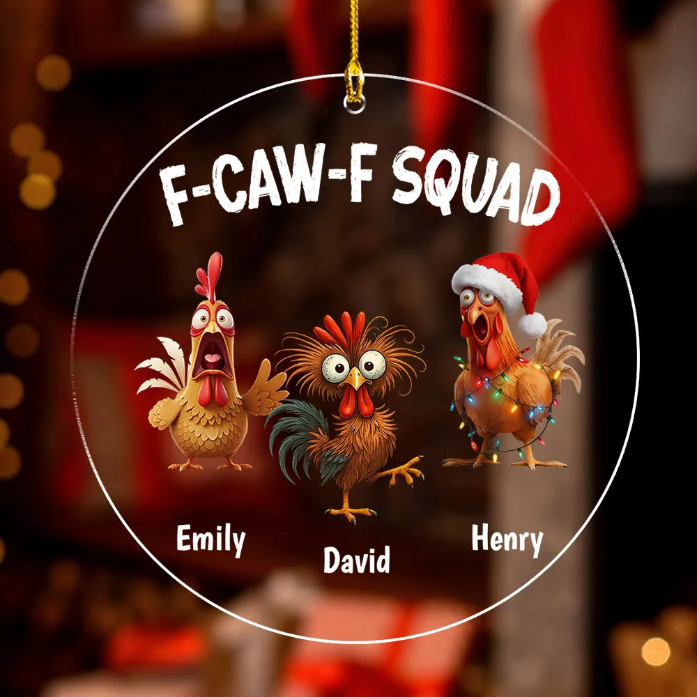 Custom F-CAW-F Squad Acrylic Ornament with Cartoon Chickens, Personali ...