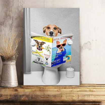 Personalized Dog Newspaper Canvas, Funny Toilet Pet Portrait, Unique Creative Gift For Dog Lovers