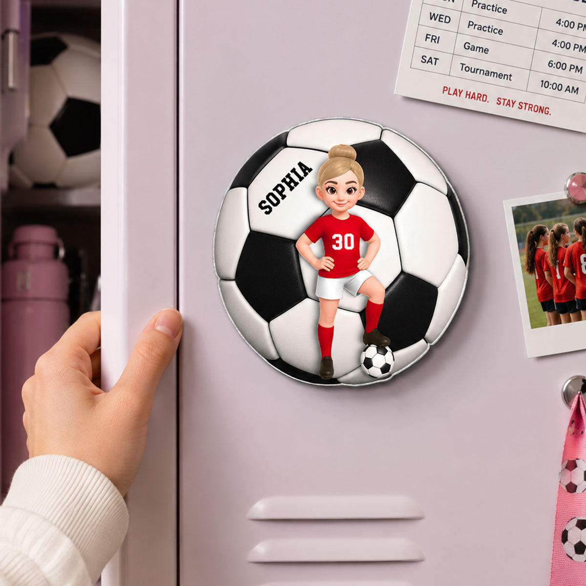 Custom Cartoon Soccer Acrylic Fridge Magnet With Ball, Creative Gift for Son, Daughter or Grandkid